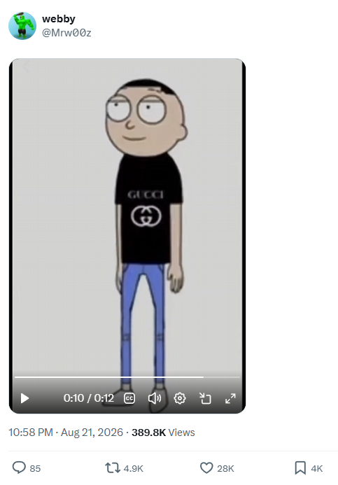 Edit of Gucci Morty posted by @Mrw00z