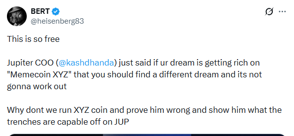 Post by @heisenberg83 proposing XYZ Coin